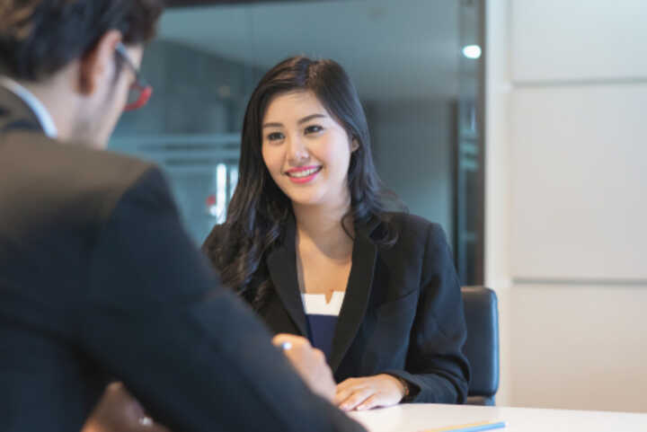 Young business woman in a job interview